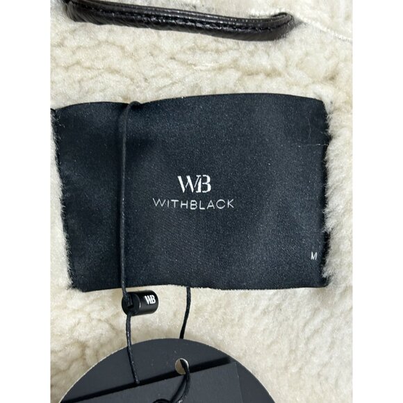 WITHBLACK Women's Faux Leather Shearling Aviator Jacket in Black - Sz M - NWT - Picture 8 of 11